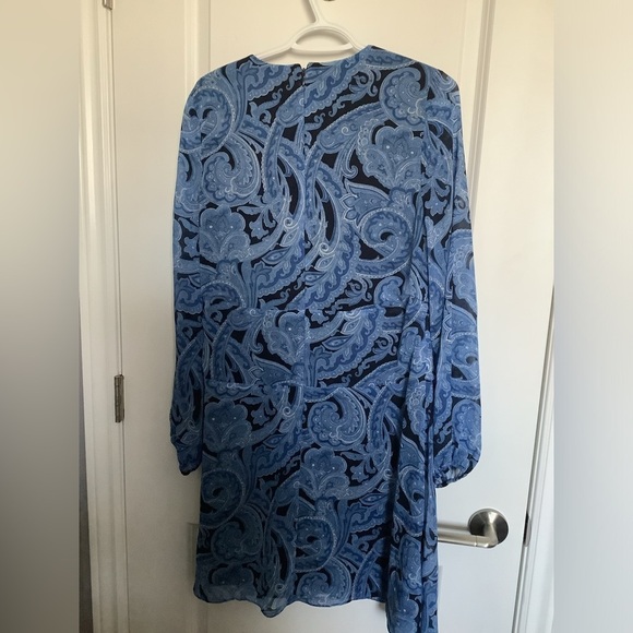 Ralph Lauren Navy and Light Blue Paisley Long Sleeve Dress - Picture 3 of 10
